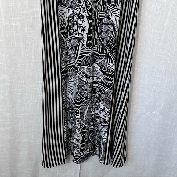 Chicos Tropical Print Flattering Stripes Halter Keyhole Tie Neck Maxi Dress 0P - Picture 12 of 15